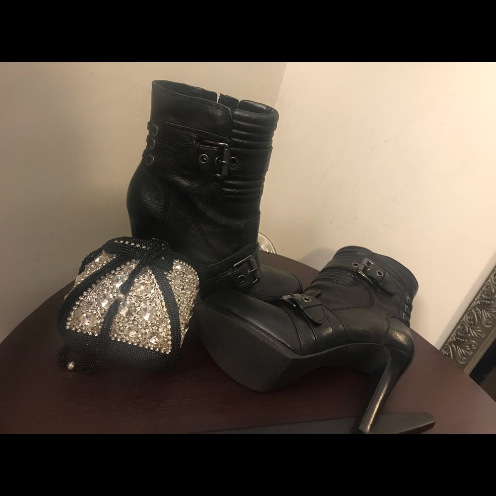 Black leather boots